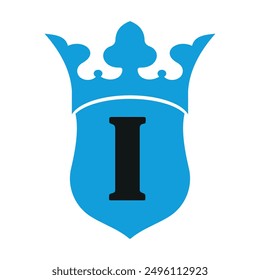  Crown and Shield Logo combine with letter I vector template