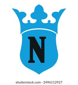  Crown and Shield Logo combine with letter N vector template