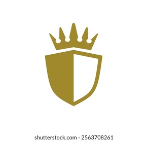 crown and shield logo template. Elegant gold