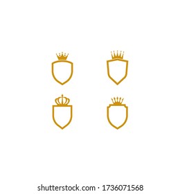 Crown with shield logo vector icon template design 