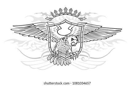 Crown and Shield with Winged Eagle Insignia