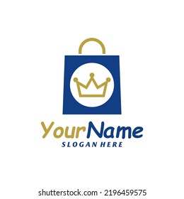 Crown Shop Logo Design Template. Shop King logo concept vector. Creative Icon Symbol