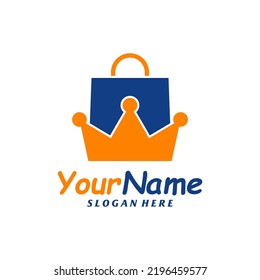 Crown Shop Logo Design Template. Shop King logo concept vector. Creative Icon Symbol