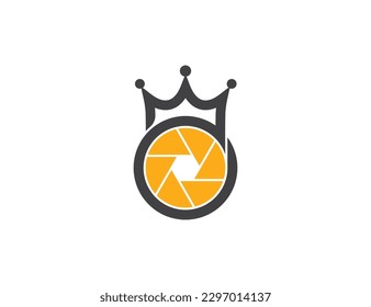 Crown Shutter Logo Concept sign icon symbol Element Design. Camera, Photography, Photographer Logotype. Vector illustration template