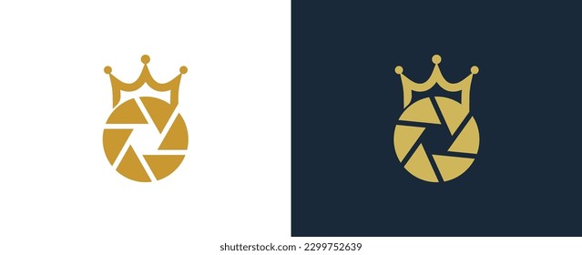 Crown Shutter Logo Concept sign icon symbol Element Design. Camera , Photography, Photographer Logotype. Vector illustration template