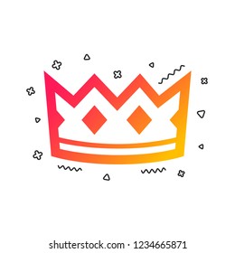 Crown sign icon. King hat symbol. Colorful geometric shapes. Gradient crown icon design.  Vector