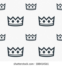 Crown sign icon. King hat symbol. Seamless grid lines texture. Cells repeating pattern. White texture background. Vector