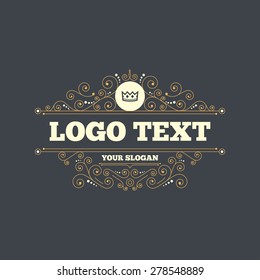 Crown sign icon. King hat symbol. Flourishes calligraphic ornament. Vector