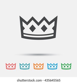 Crown sign icon. King hat symbol. Graphic element on white background. Colour clean flat crown icons. Vector