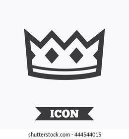 Crown sign icon. King hat symbol. Graphic design element. Flat crown symbol on white background. Vector