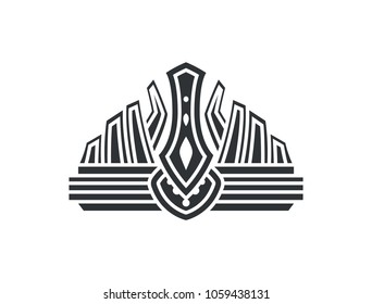 Crown silhouette closeup colorless image with crown as sign of royalty and power item with ornaments, vector illustration isolated on white background
