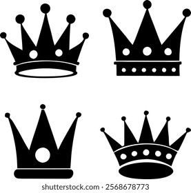 Crown silhouette icon set vector on white background
