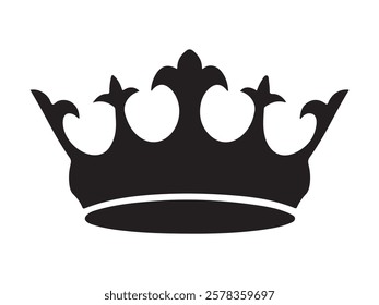 Crown silhouette icon vector art on white background