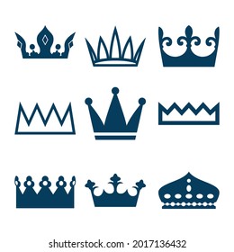 Crown Silhouette Set Vector. crown logo design