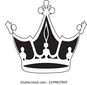 Crown silhouette symbol with white background (vector)