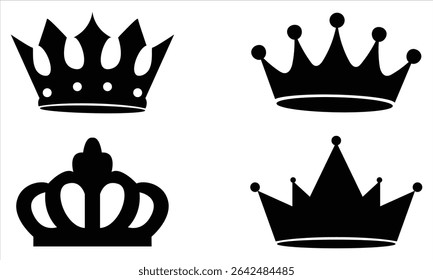 Crown  silhouette vector icon  set 