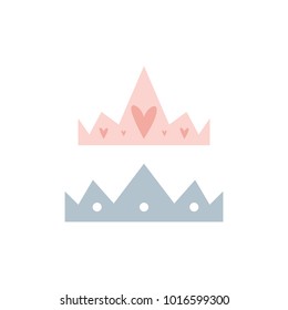 Crown silhouette. Vector illustration. Princess crown element. Golden shine crown symbol - simple and minimalistic. Vector illustration.