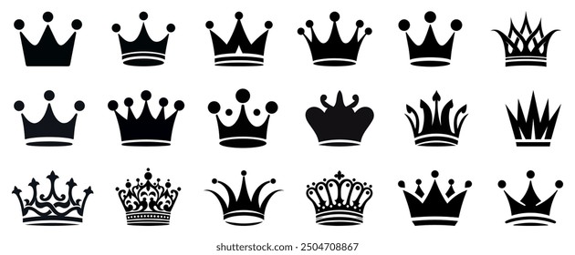 crown silhouette, crown vector set, royalty, luxury