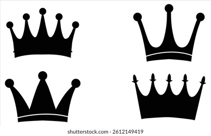 Crown silhouettes vector set bundle