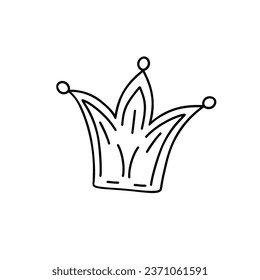 Crown simple hand drawn doodle accessory, outline element symbol of royal power vector illustration 