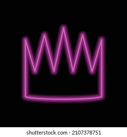 Crown simple icon. Flat desing. Purple neon on black background.ai