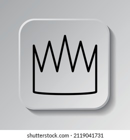 Crown simple icon. Flat desing. Black icon on square button with shadow. Grey background.ai