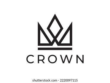 crown simple logo. Royal, symbol of luxury. King, queen abstract geometric logo.