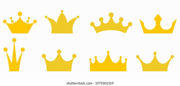 Crown simple vector icon collection on white background	