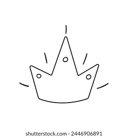The crown. Sketch. Attribute of a royal person. Vector illustration. Doodle style. Outline on isolated background. Coloring book for children.