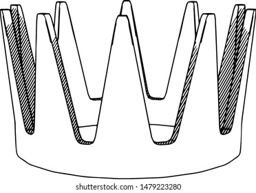 crown sketch isolated vector with hatching