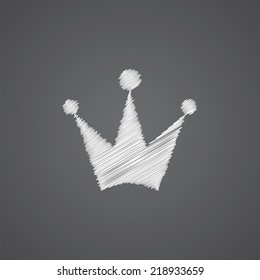 crown sketch logo doodle icon isolated on dark background 