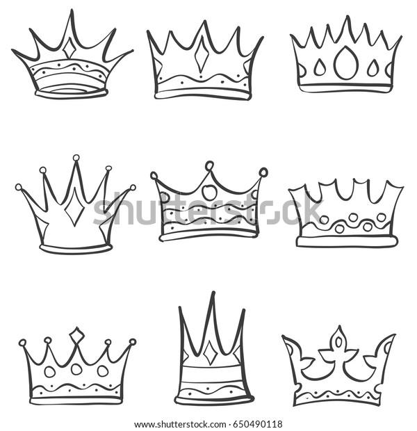 Crown Sketch Various Doodle Set Stock Vector (Royalty Free) 650490118 ...