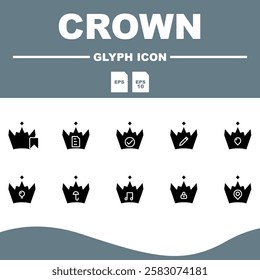 Crown Solid Editable Icons set, Crown solid icon illustration in vector format that is flexible and easy to adapt to design needs.
