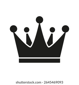 Crown Solid Icon. Royalty, Leadership, And Authority Silhouette Symbol. Symbolizes Power, Prestige, And Nobility. Isolated Vector Illustration.