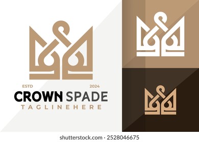 Crown Spade Elegant Logo Icon Vetor Design. Ilustração de designs de logotipos simples e criativos