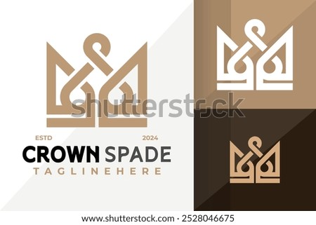 Crown Spade Elegant Logo Icon Vector Design. Creative simple logos designs illustration