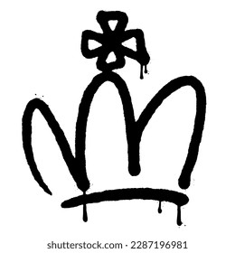 Crown spray graffiti style vector illustration. King and monarchy symbol. Royalty sign. Street art drawing.