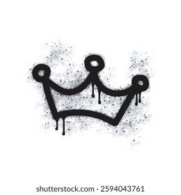 Crown spray icon isolated on white background. Crown graffiti icon sprayed in black on white background. Vector illustration.
