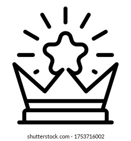 Crown with a star icon. Outline crown with a star vector icon for web design isolated on white background