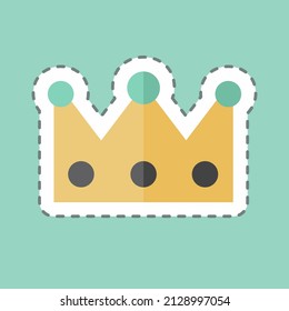 Crown Sticker in trendy line cut isolated on blue background