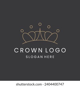 Plantilla de diseño de iconos de logotipo de estilo de corona vector plano