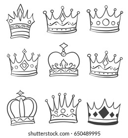 Crown Style Various Doodle Hand Draw