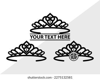 Crown SVG Monogram Vector Illustration Silhouette