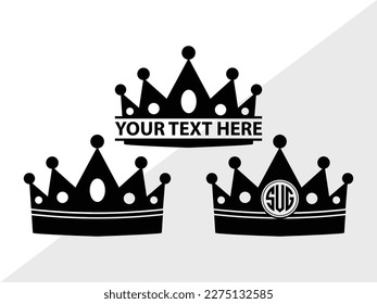 Crown SVG Monogram Vector Illustration Silhouette
