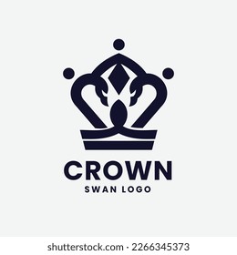 Crown Swan Vintage Logo Vector Icon Illustration