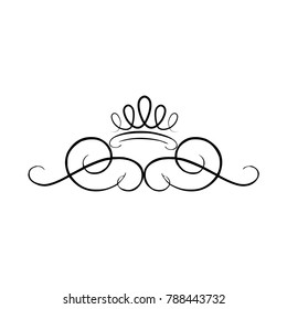 crown swirls line work vector illustration