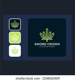 crown with sword logo design
