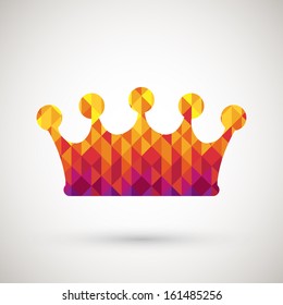 crown symbol with colorful diamond, vector illustration.