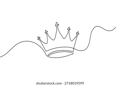 Diseño minimalista del Vector del contorno de la línea continua del símbolo de la corona