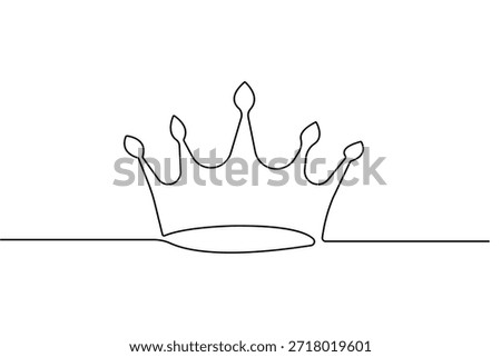 Crown symbol continuous line minimalist outline vector design